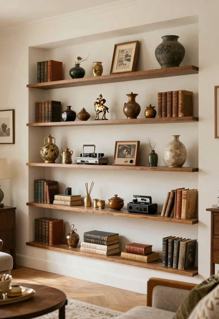 15 Custom In Wall Shelf Ideas Built In Niches 14. Vintage Touches 0