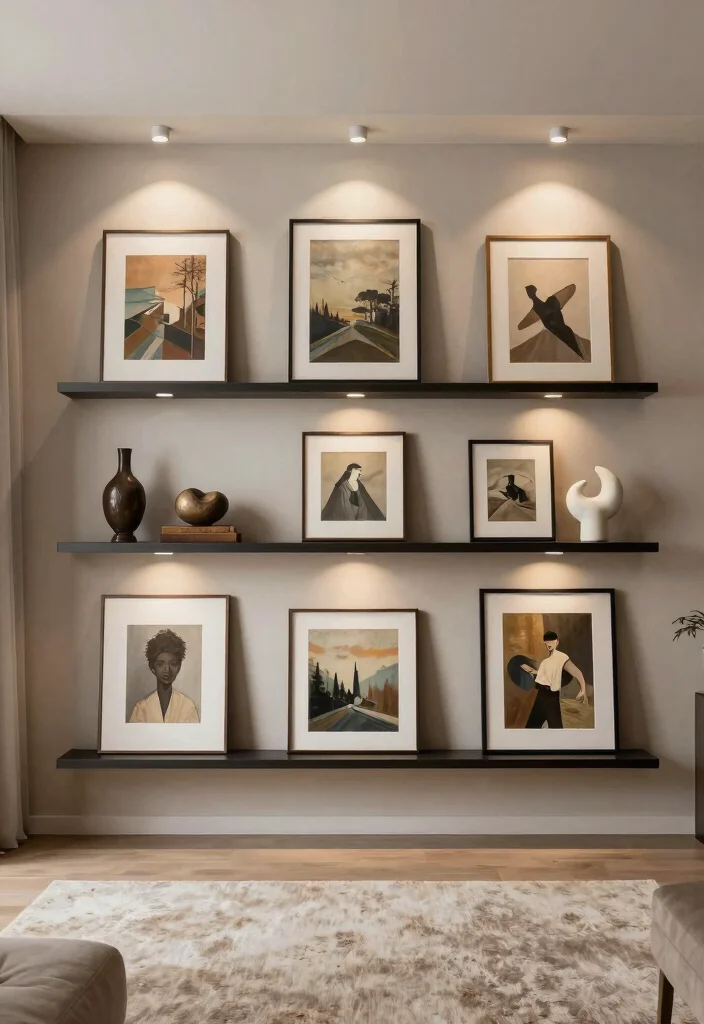 15 Custom In Wall Shelf Ideas Built In Niches 3. Art Display Shelves 0