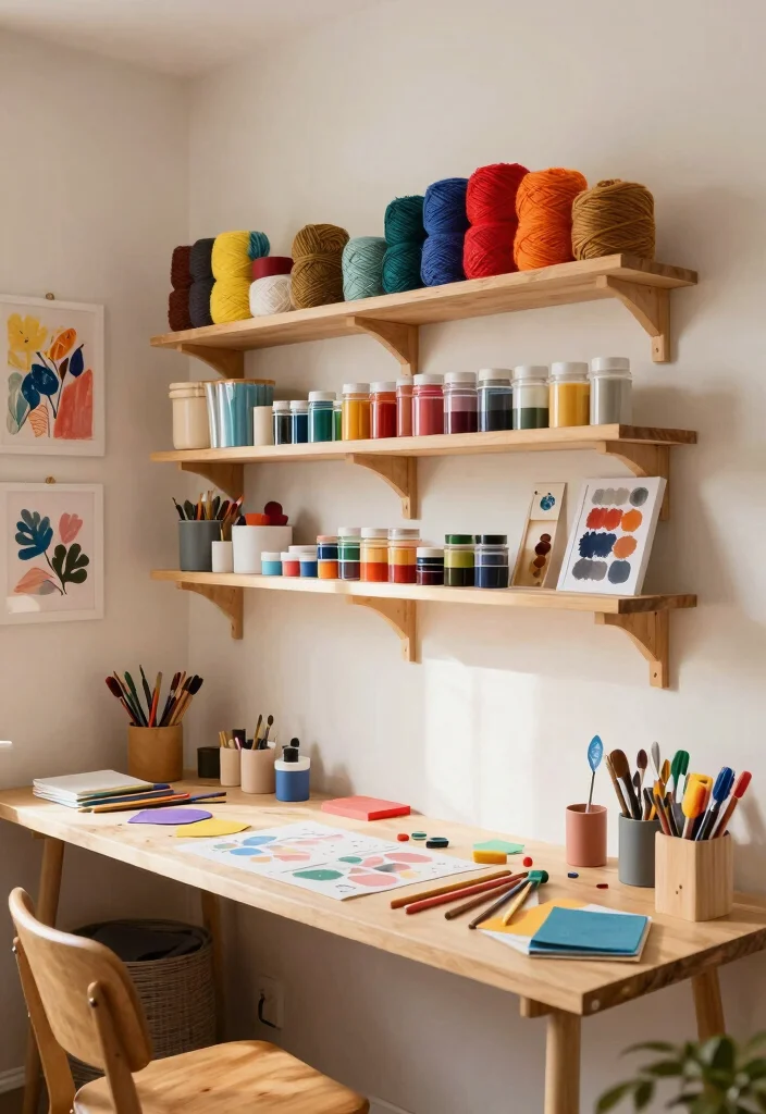 15 Custom In Wall Shelf Ideas Built In Niches 7. Craft and Hobby Stations 0