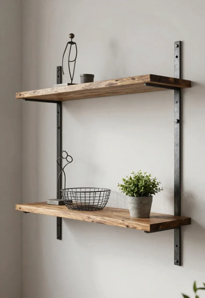 15 Modern Living Room Wall Shelf Decor Ideas 12. Industrial Style Shelving 0