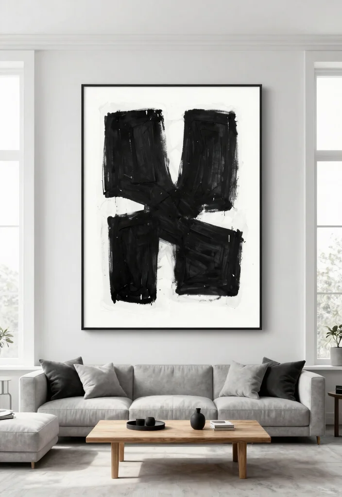 15 Sleek Minimalist Wall Art Ideas Clean Aesthetic 2. Monochrome Abstract Art 0