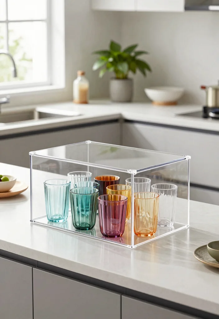 15 Smart Tumbler Storage Ideas to End Cup Clutter 11. Clear Acrylic Storage Box 0