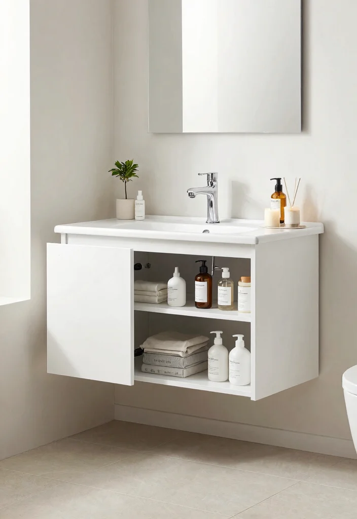 15 Space Saving Bathroom Wall Storage Ideas Spa Vibe 13. Minimalist Floating Cabinets 0