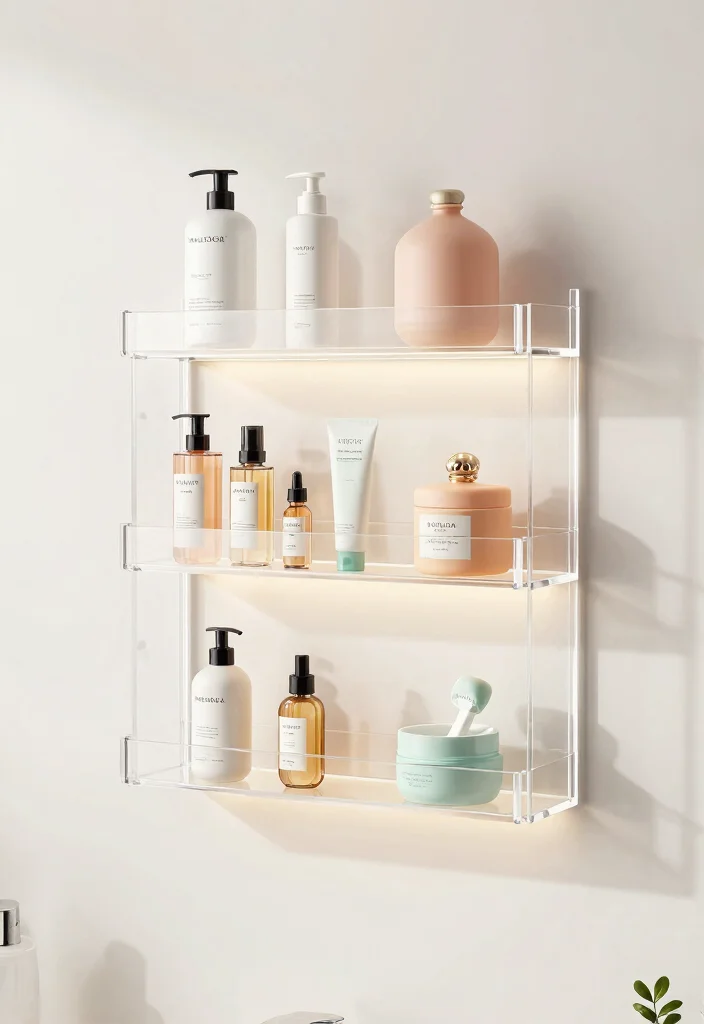 15 Space Saving Bathroom Wall Storage Ideas Spa Vibe 15. Clear Acrylic Shelves 0