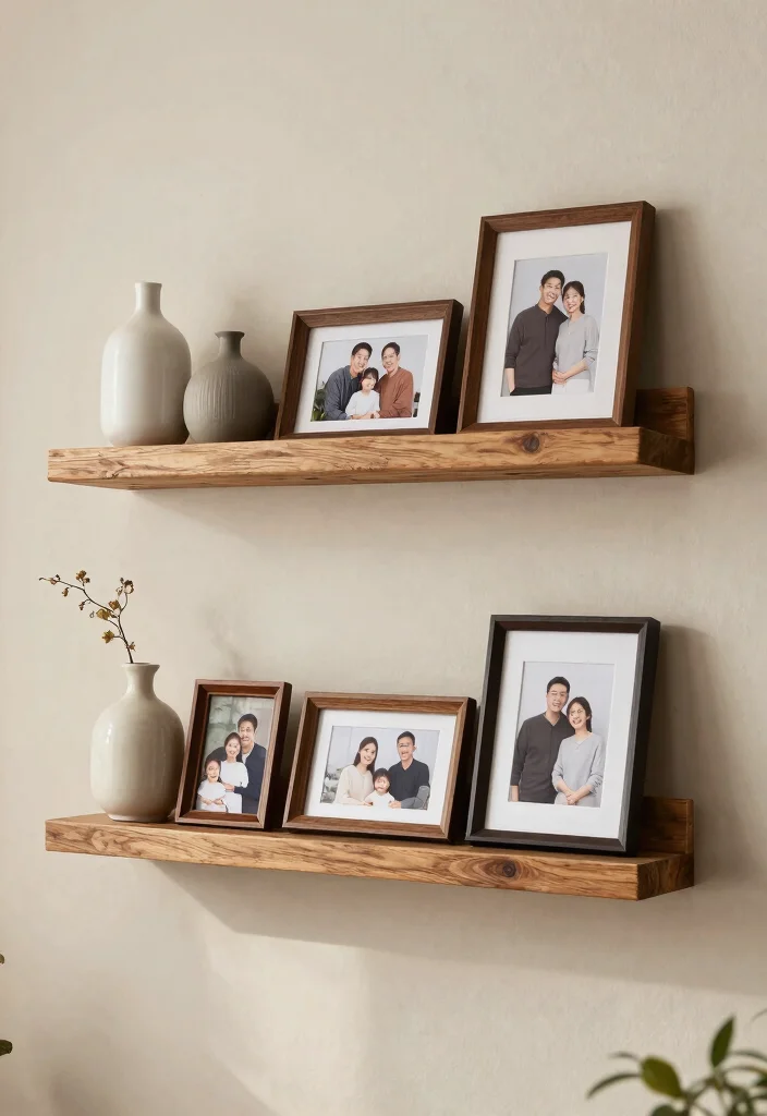 15 Stunning Wall Shelf Inspiration Photos for Pinterest 12. Personalized Shelves with Family Photos 0
