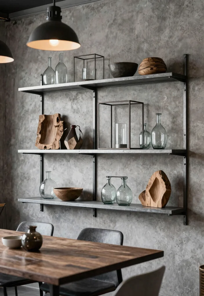 15 Stylish Dining Room Wall Shelf Decor Ideas 10. Industrial Chic 0