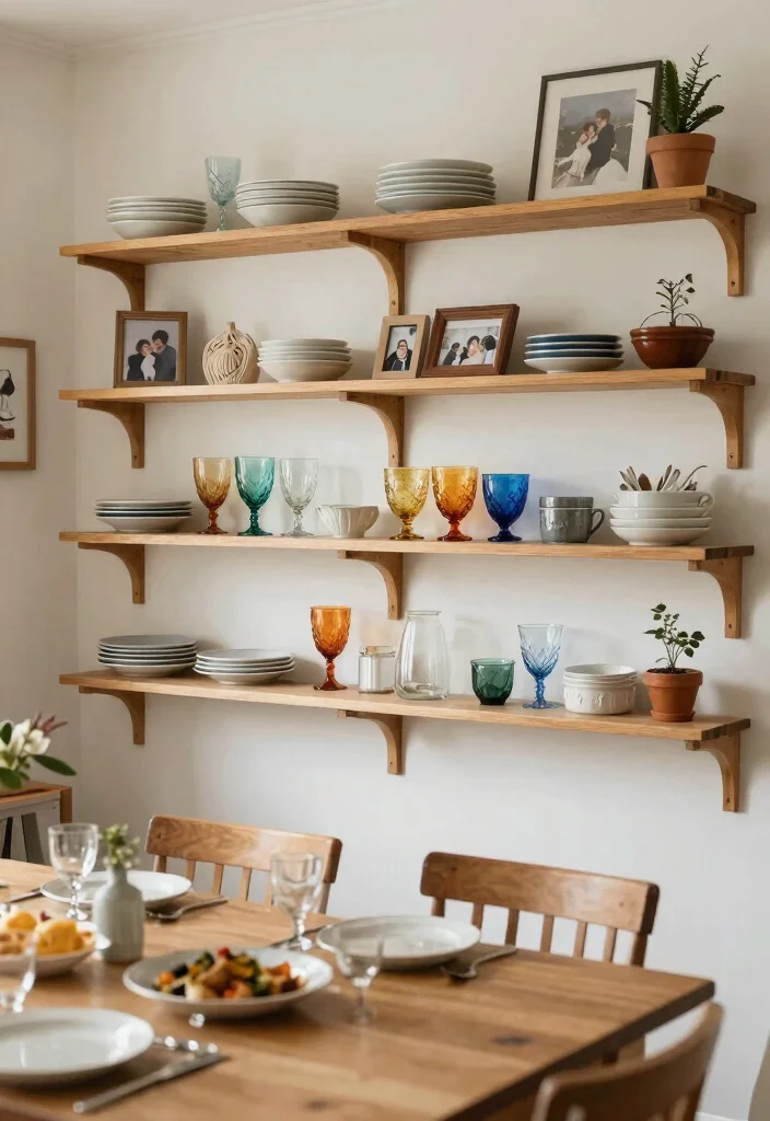 15 Stylish Dining Room Wall Shelf Decor Ideas 11. Open Shelving for a Casual Vibe 0