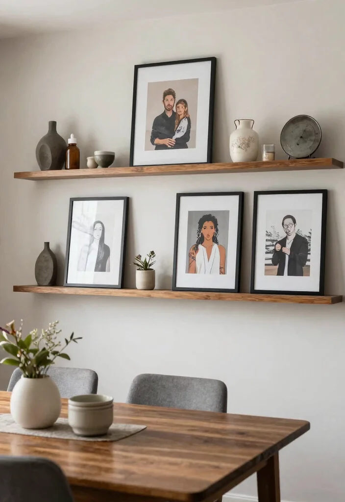 15 Stylish Dining Room Wall Shelf Decor Ideas 14. Personalized Wall Art 0