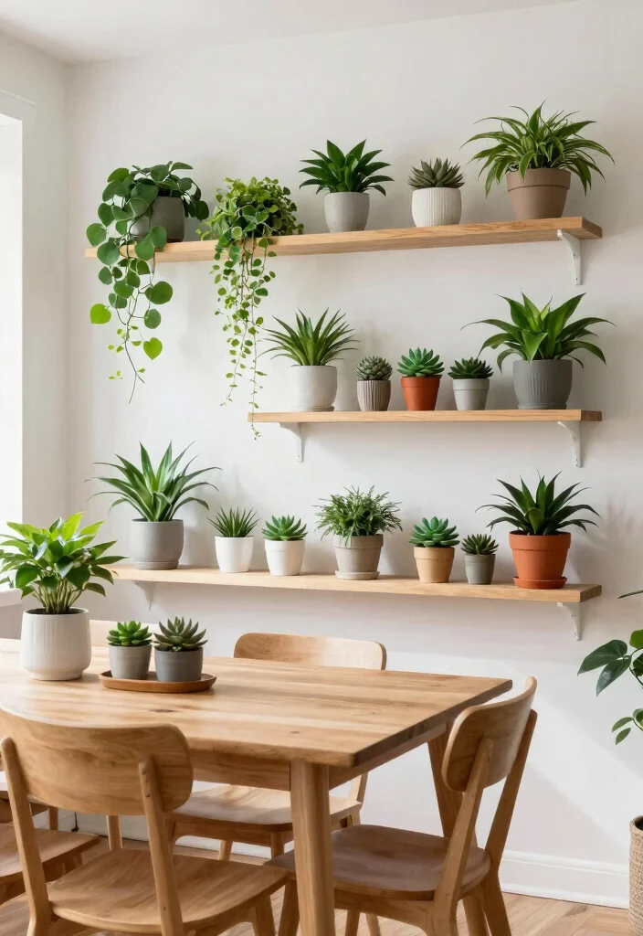 15 Stylish Dining Room Wall Shelf Decor Ideas 5. Decor with Greenery 0