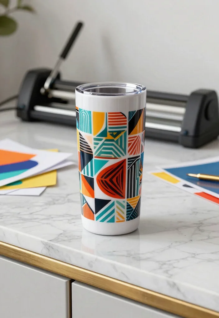 15 Trendy Tumbler Wraps Designs for Instant Makeovers 2. Geometric Glam 0