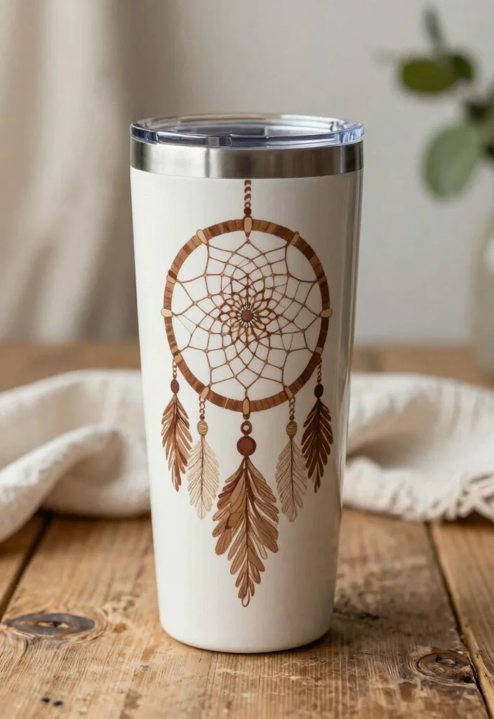 17 Amazing 20 oz Tumbler Ideas for Custom Cups 1. Bohemian Dreamcatcher Design 0