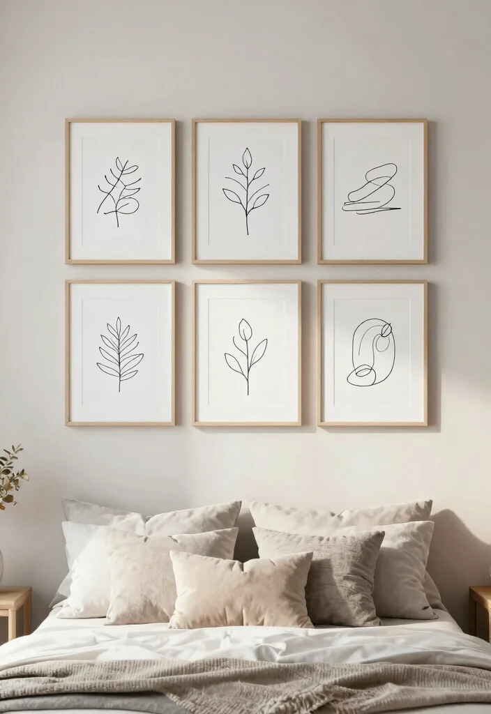 17 Dreamy Wall Art Ideas for a Bedroom Makeover 12. Minimalist Line Art 0