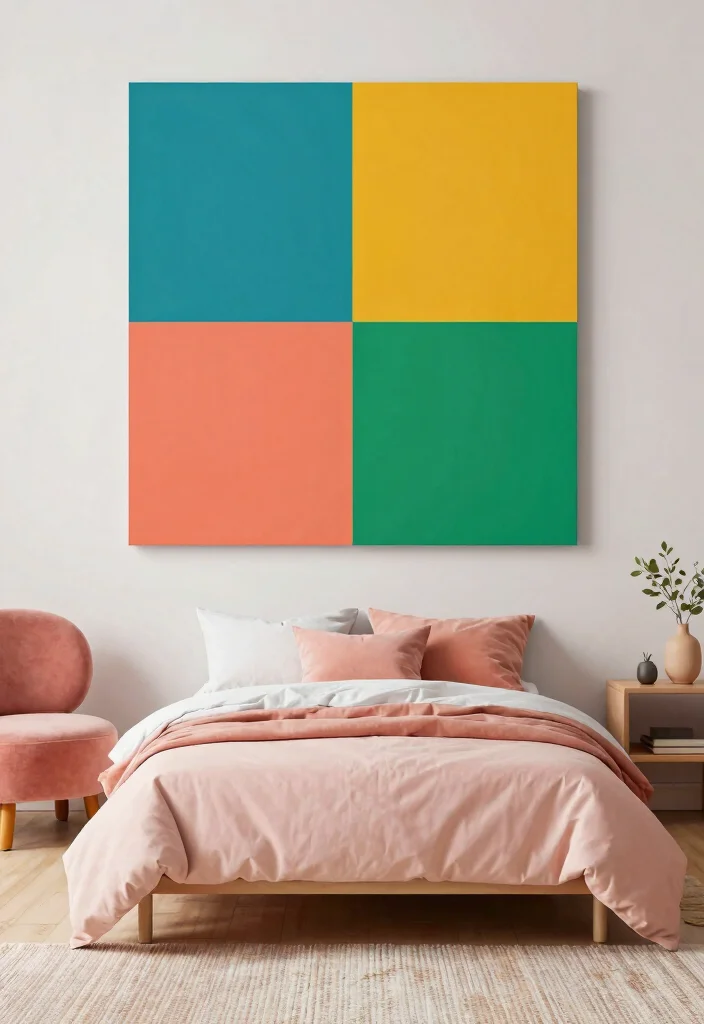 17 Dreamy Wall Art Ideas for a Bedroom Makeover 13. Color Block Art 0