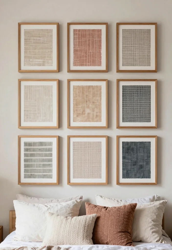 17 Dreamy Wall Art Ideas for a Bedroom Makeover 14. Framed Fabric Samples 0
