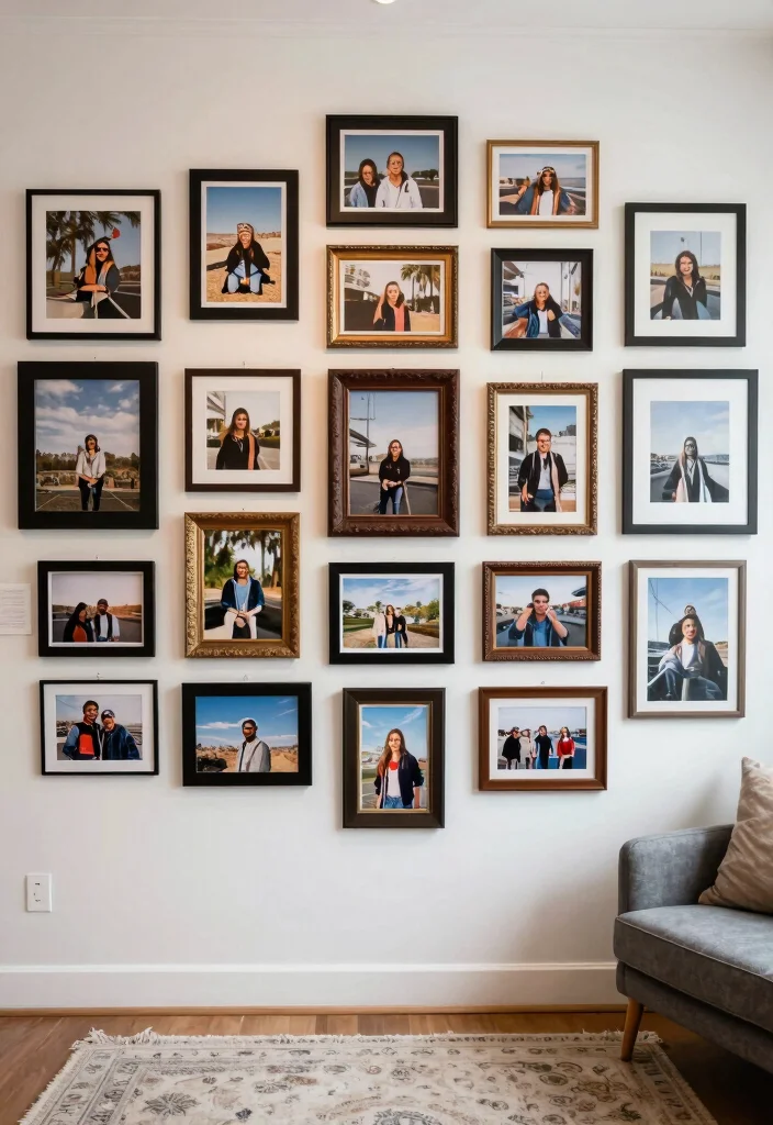 17 Dreamy Wall Art Ideas for a Bedroom Makeover 3. Gallery Wall of Personal Photos 0