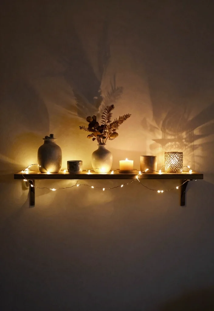21 Aesthetic Wall Shelf Decor Ideas Pro Styling Tips 19. Use of Lighting 0
