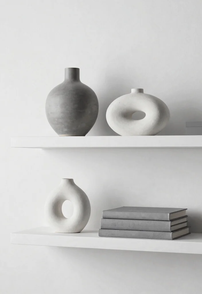 21 Aesthetic Wall Shelf Decor Ideas Pro Styling Tips 3. Monochromatic Magic 0