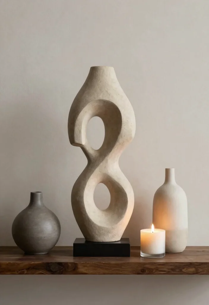 21 Aesthetic Wall Shelf Decor Ideas Pro Styling Tips 6. Artistic Objects and Sculptures 0