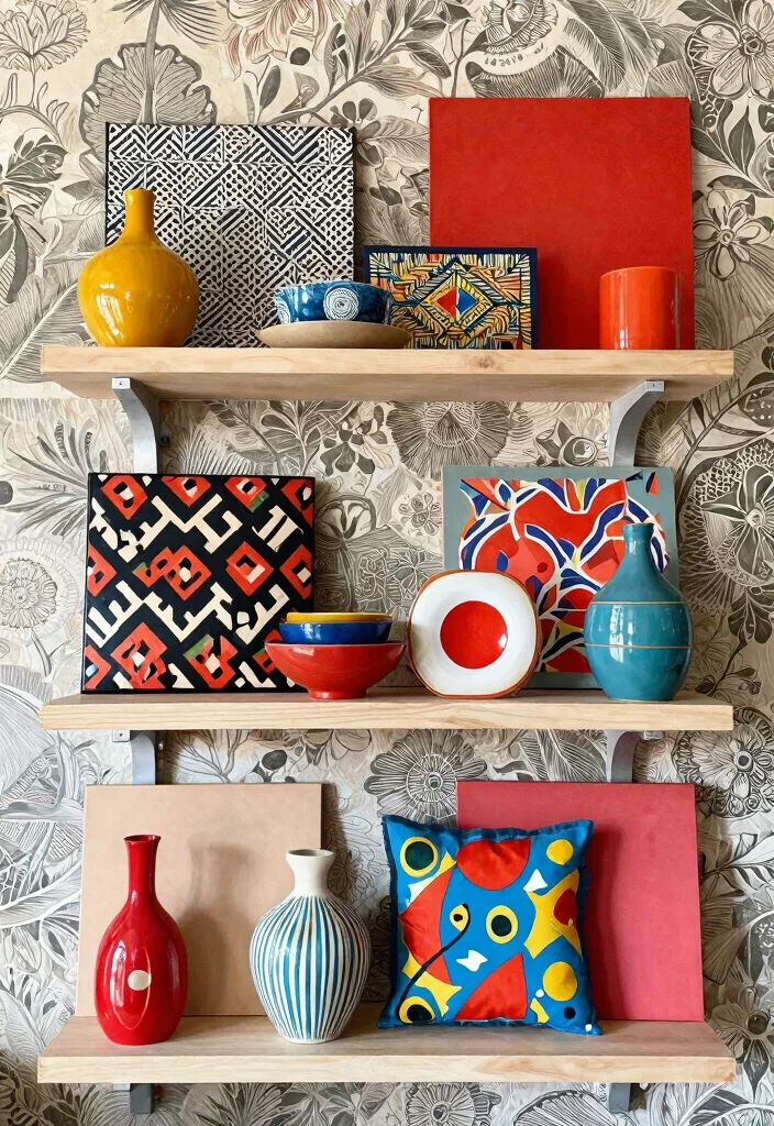 21 Best Aesthetic Wall Shelf Ideas for Room Makeovers 17. Bold Patterns 0