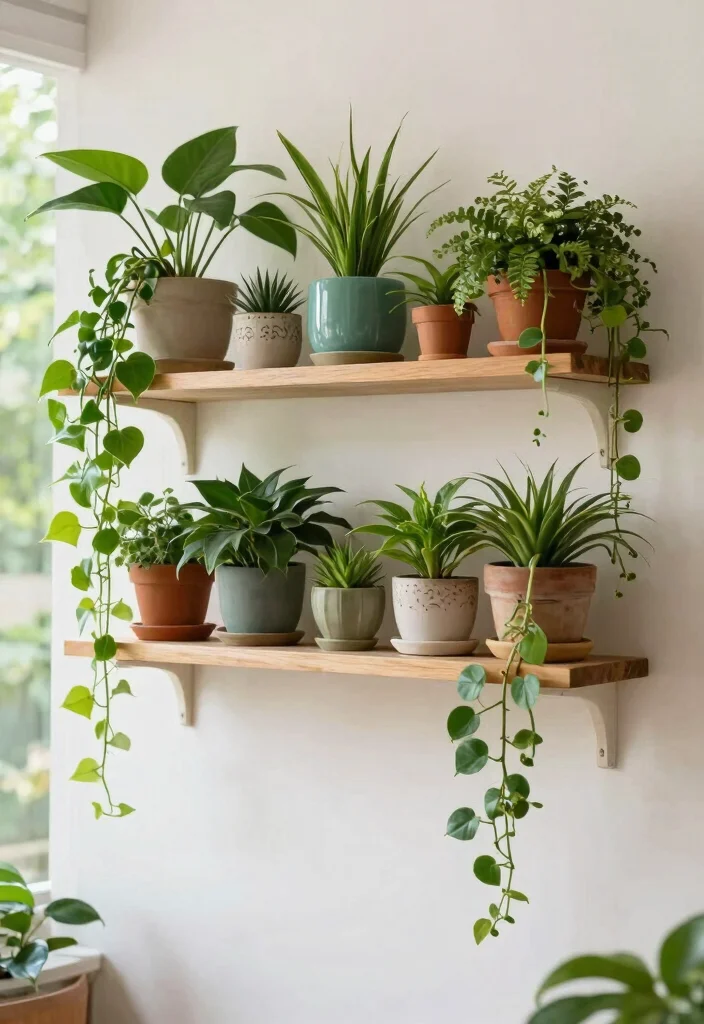 21 Best Aesthetic Wall Shelf Ideas for Room Makeovers 2. Plant Paradise 0