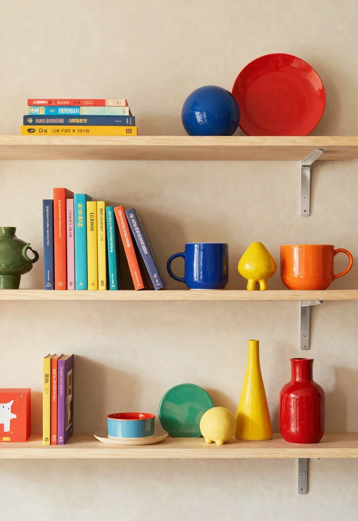 21 Best Aesthetic Wall Shelf Ideas for Room Makeovers 3. Color Pop 0