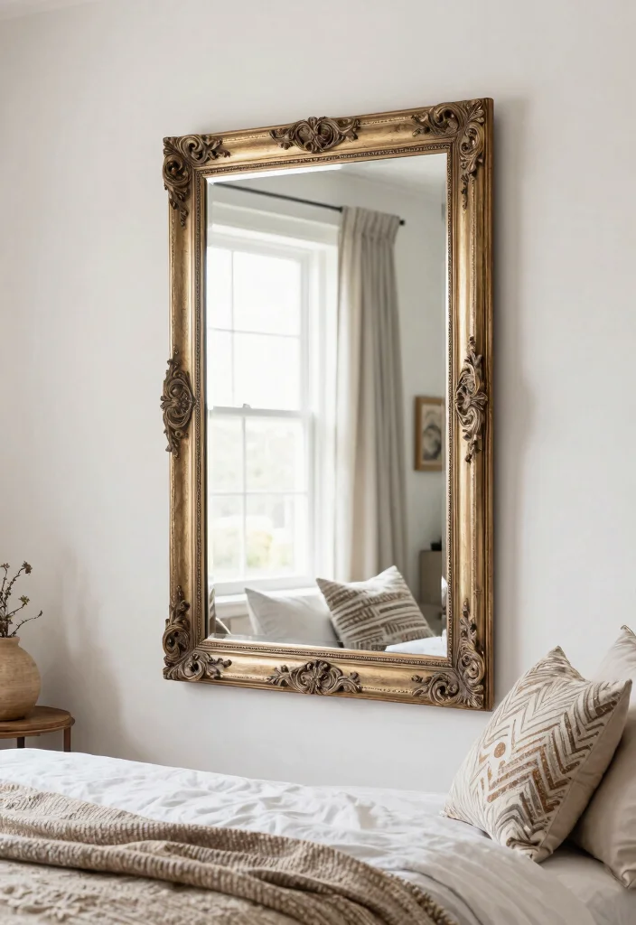 21 Cozy Bedroom Wall Art Ideas for a Dreamy Space 10. Framed Mirrors 0