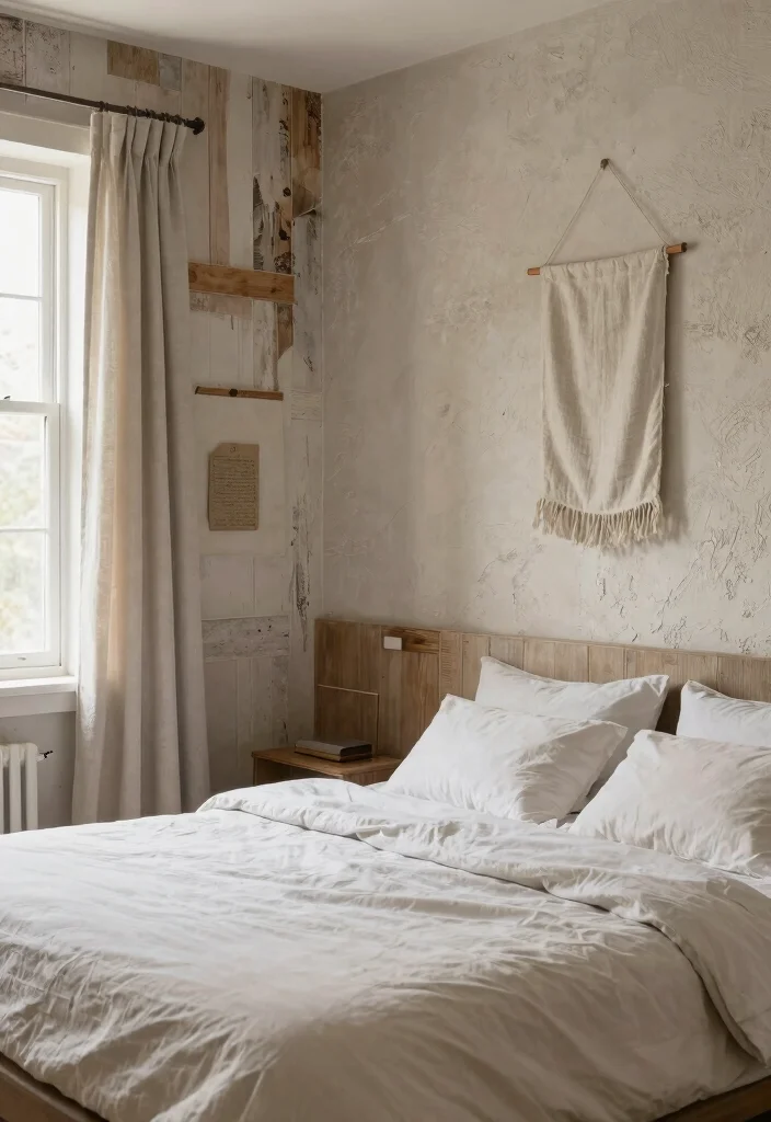 21 Cozy Bedroom Wall Art Ideas for a Dreamy Space 12. Layered Wall Textures 0