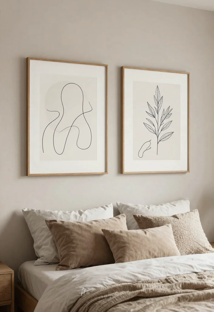21 Cozy Bedroom Wall Art Ideas for a Dreamy Space 17. Minimalist Line Art 0