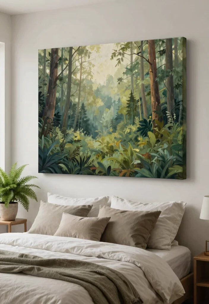 21 Cozy Bedroom Wall Art Ideas for a Dreamy Space 3. Nature Inspired Canvases 0