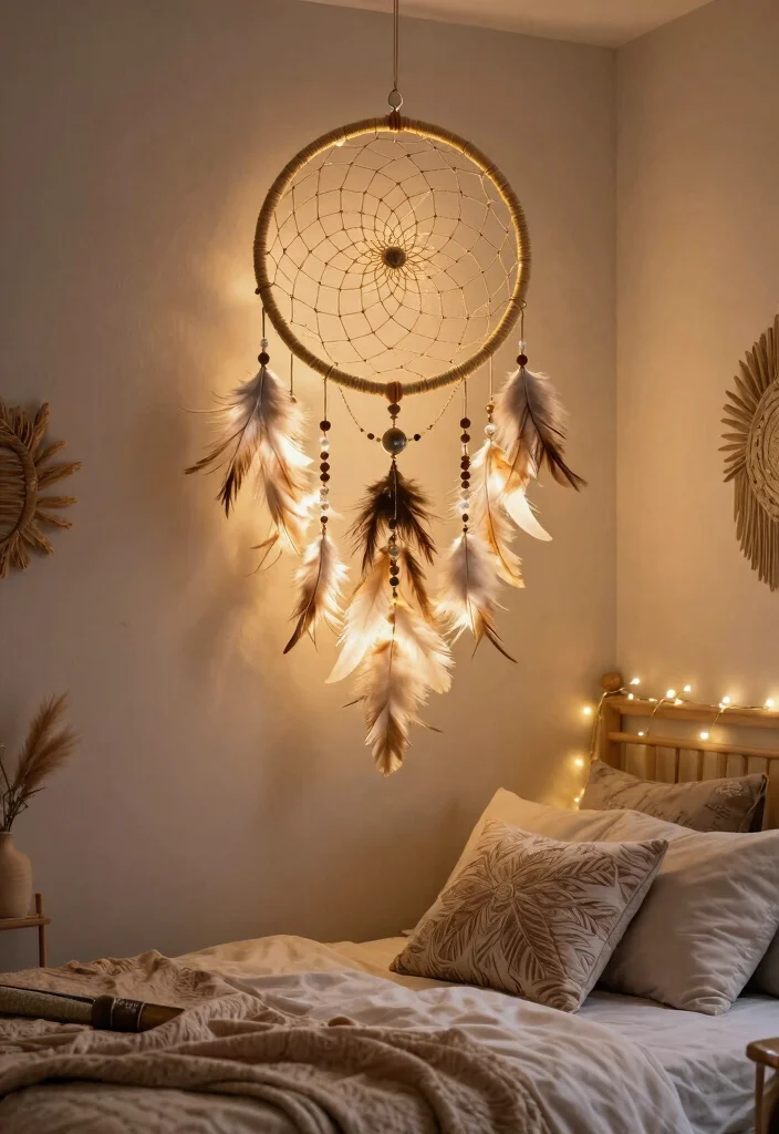 21 Cozy Bedroom Wall Art Ideas for a Dreamy Space 4. Dreamcatcher Art 0