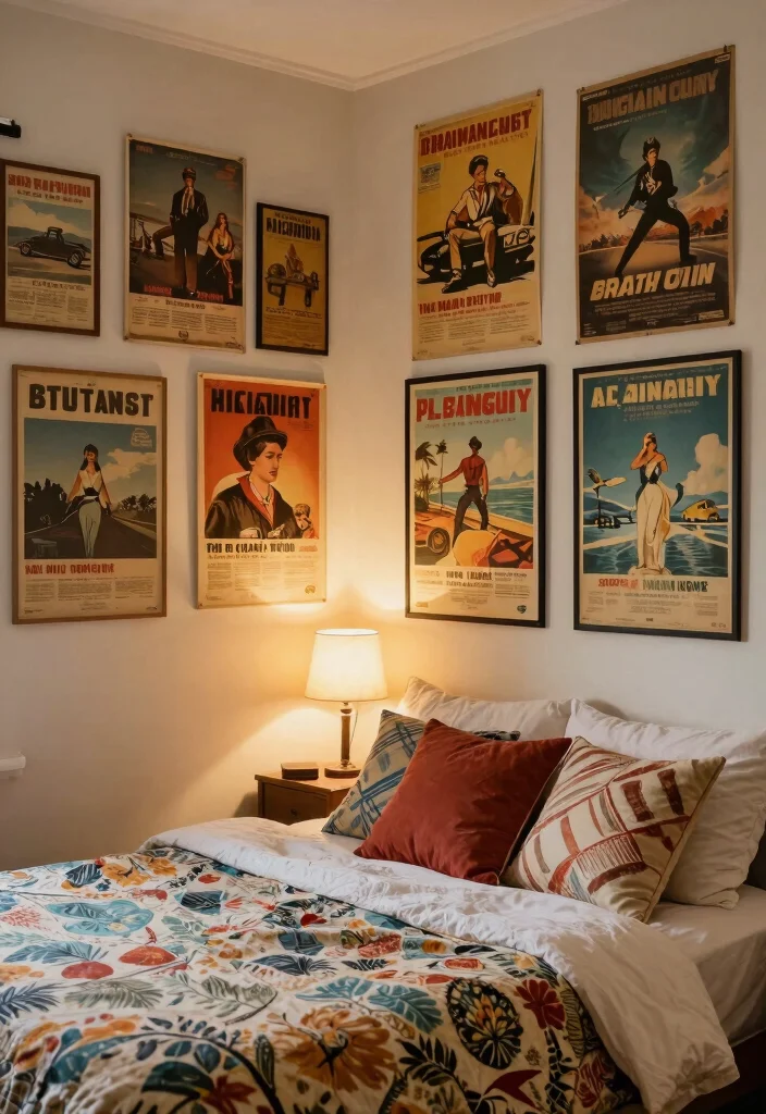21 Cozy Bedroom Wall Art Ideas for a Dreamy Space 5. Vintage Posters 0