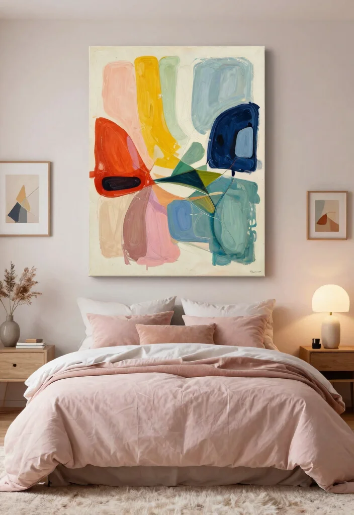 21 Cozy Bedroom Wall Art Ideas for a Dreamy Space 8. Artistic Canvas Art 0