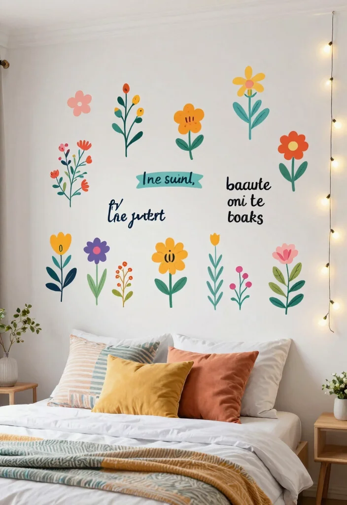 21 Cozy Bedroom Wall Art Ideas for a Dreamy Space 9. Whimsical Wall Decals 0