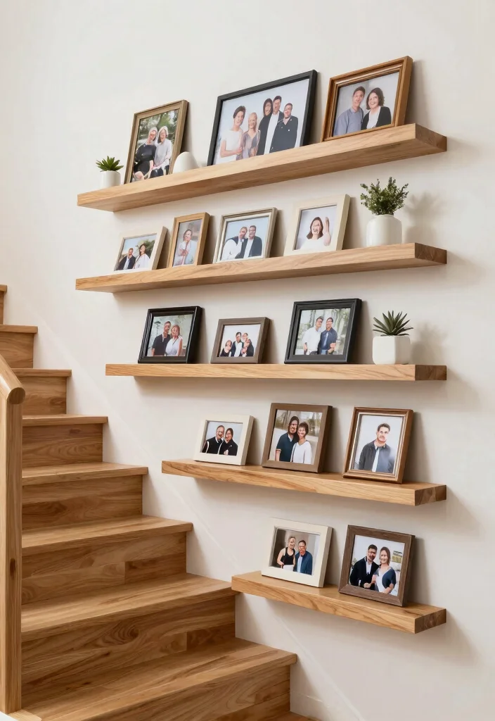 21 Sleek Floating Shelf Wall Ideas for a Minimalist Vibe 17. Staircase Floating Shelves for Unique Appeal 0
