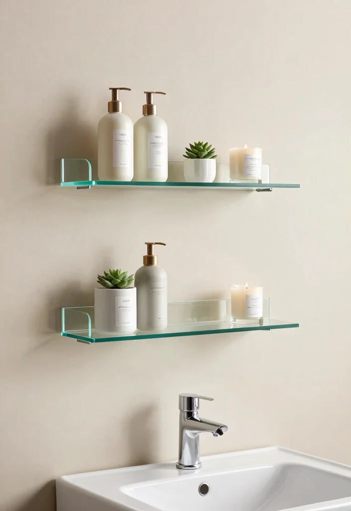 21 Sleek Floating Shelf Wall Ideas for a Minimalist Vibe 3. Sleek Glass Shelves for a Modern Twist 0