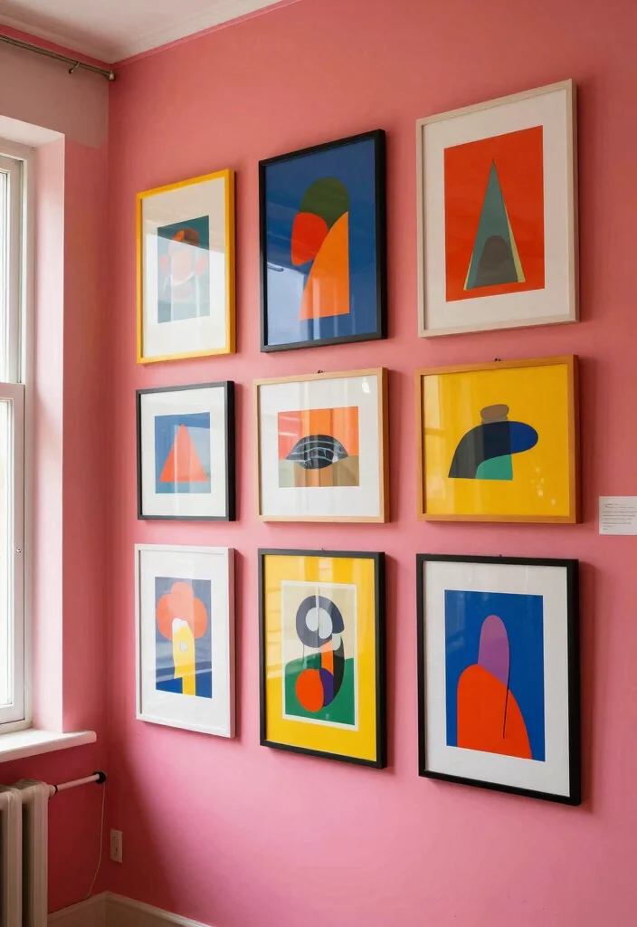 21 Stunning Gallery Wall Art Ideas Bohemian Style 11. Bold Color Pop 0
