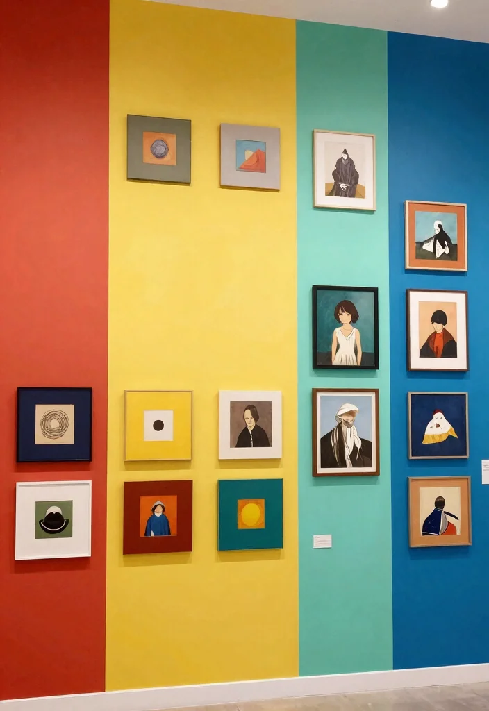21 Stunning Gallery Wall Art Ideas Bohemian Style 20. Color Blocked Gallery Wall 0