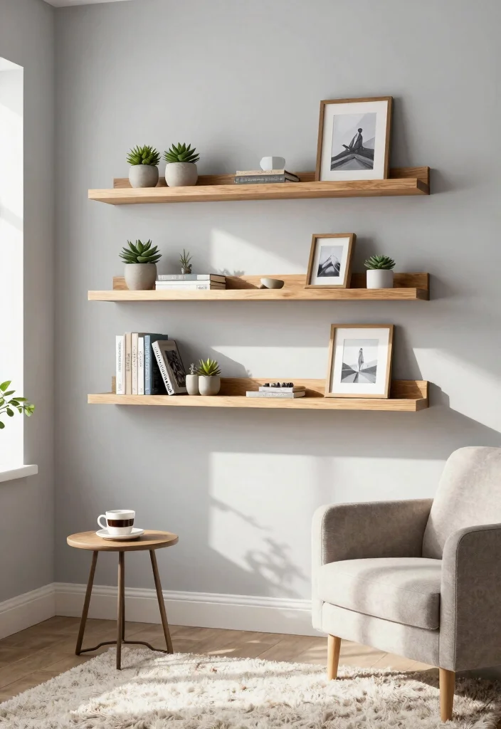 21 Stunning Living Room Wall Shelf Ideas Designer Look 1. Floating Wood Shelves 0