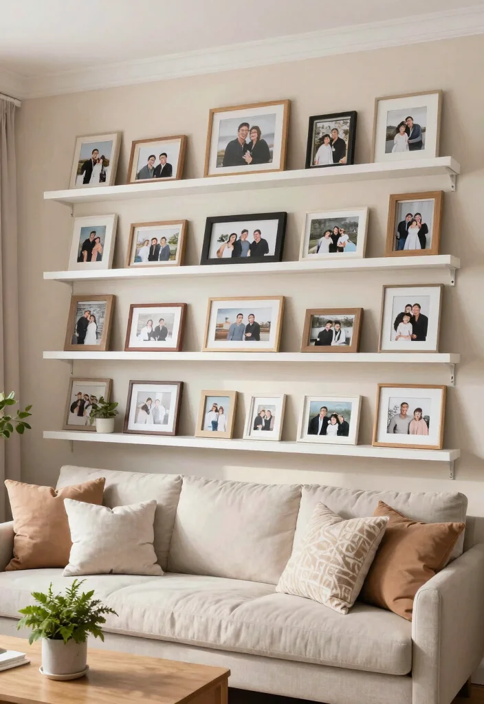 21 Stunning Living Room Wall Shelf Ideas Designer Look 15. Personal Gallery Shelves 0