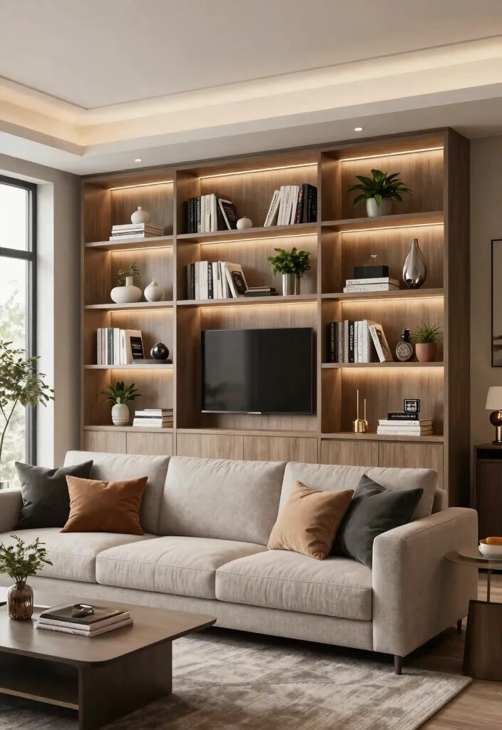 21 Stunning Living Room Wall Shelf Ideas Designer Look 18. Integrated Shelving Units 0