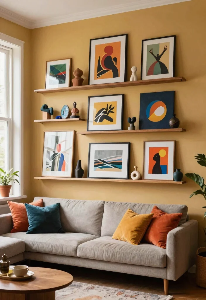 21 Stunning Living Room Wall Shelf Ideas Designer Look 19. Artistic Wall Art Shelves 0