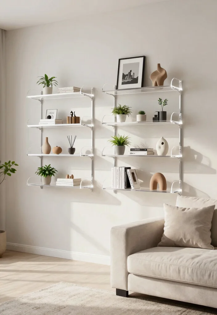 21 Stunning Living Room Wall Shelf Ideas Designer Look 20. Acrylic Shelves 0
