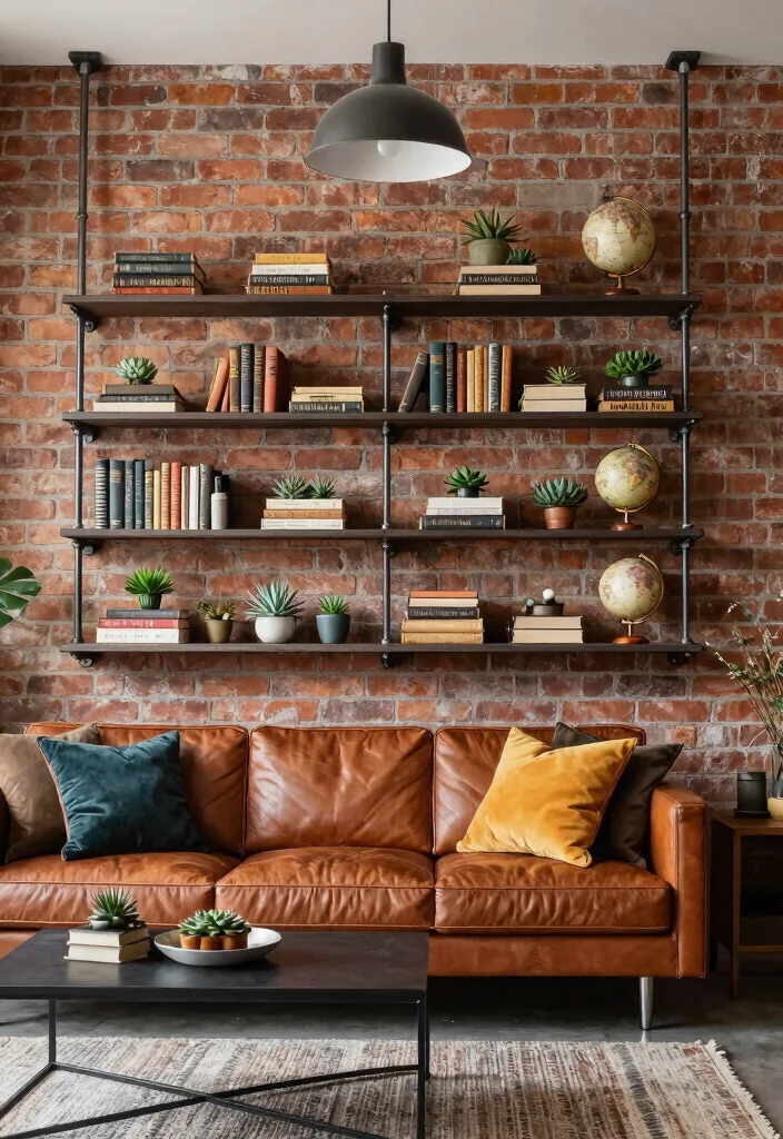 21 Stunning Living Room Wall Shelf Ideas Designer Look 3. Industrial Pipe Shelving 0
