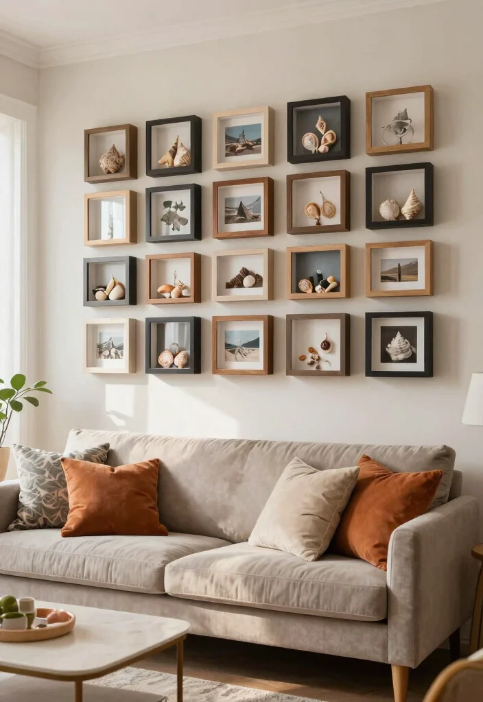 21 Stunning Living Room Wall Shelf Ideas Designer Look 8. Simple Shadow Boxes 0