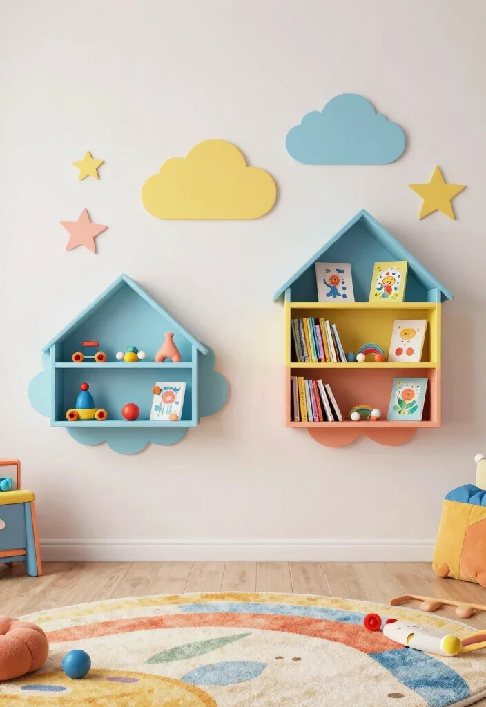25 Brilliant Wall Shelf Ideas to Maximize Your Space 16. Colorful Childs Room Shelves 0