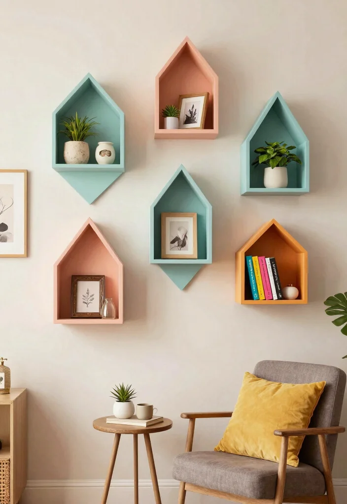 25 Brilliant Wall Shelf Ideas to Maximize Your Space 2. Decorative Wall Shelves as Art 0
