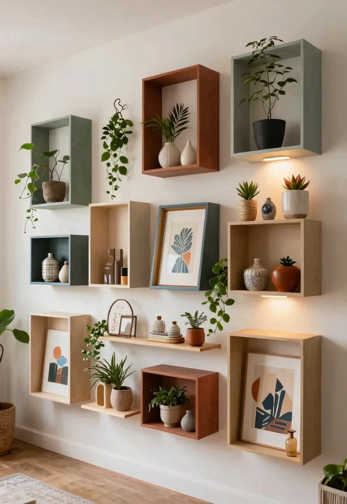 25 Brilliant Wall Shelf Ideas to Maximize Your Space 24. Decorative Box Shelves 0