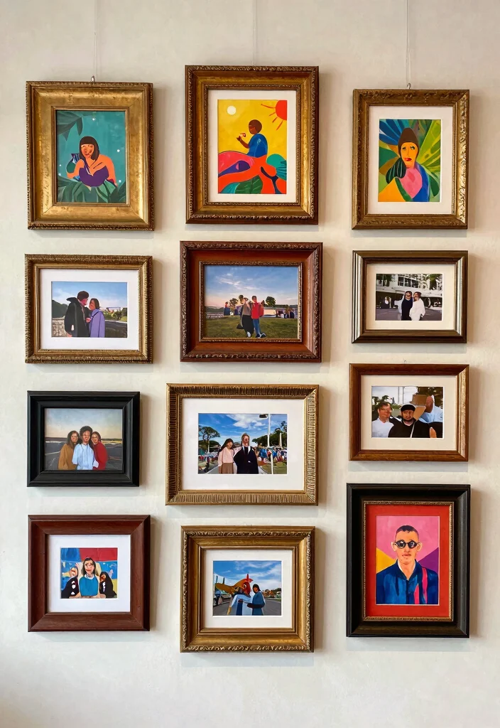 25 Stunning Wall Art Ideas to Transform Your Blank Walls 7. Gallery Wall with Recycled Frames 0