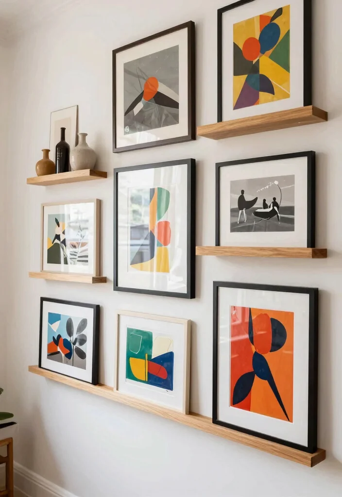 21 Beautiful Wall Shelf Display Ideas for a Rustic Farmhouse Vibe 4. Gallery Wall with Shelves