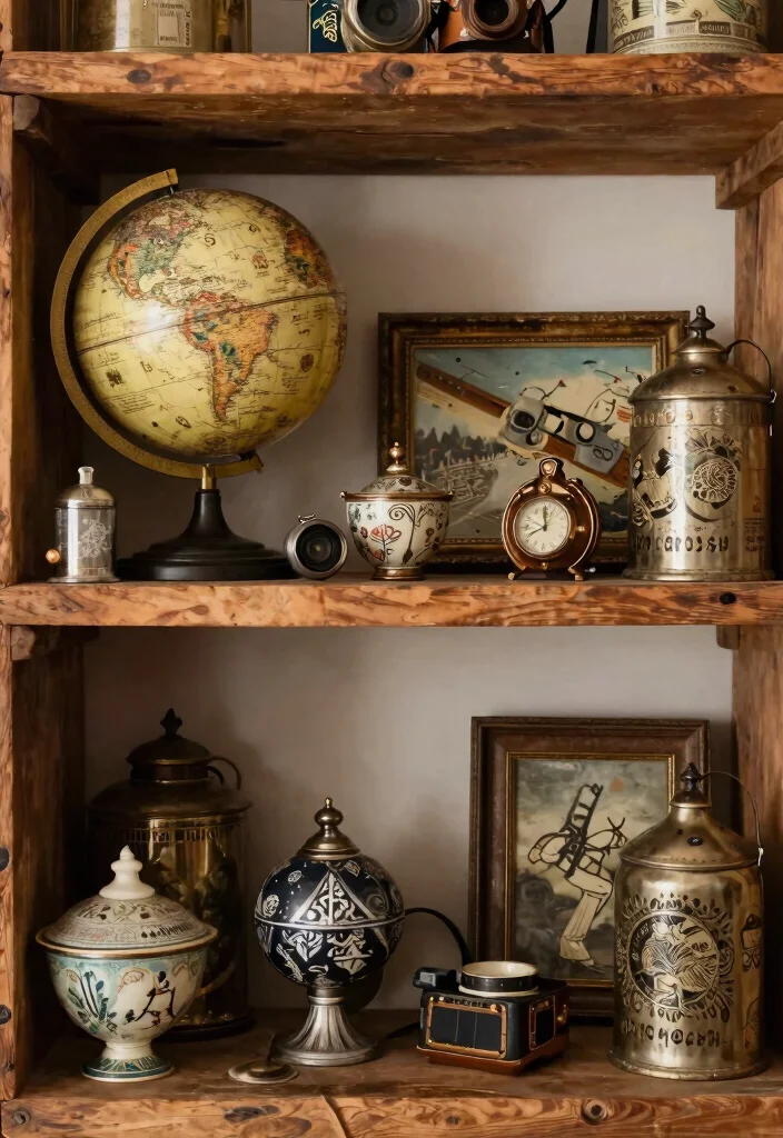 21 Beautiful Wall Shelf Display Ideas for a Rustic Farmhouse Vibe 15. Unique Finds and Treasures